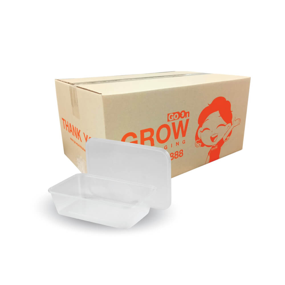 กล่องพลาสติกใส่อาหาร GROW PACK สีใส 650 มล. ขนาด 10.8X16X4.5 CM. (300ชุด/ลัง)